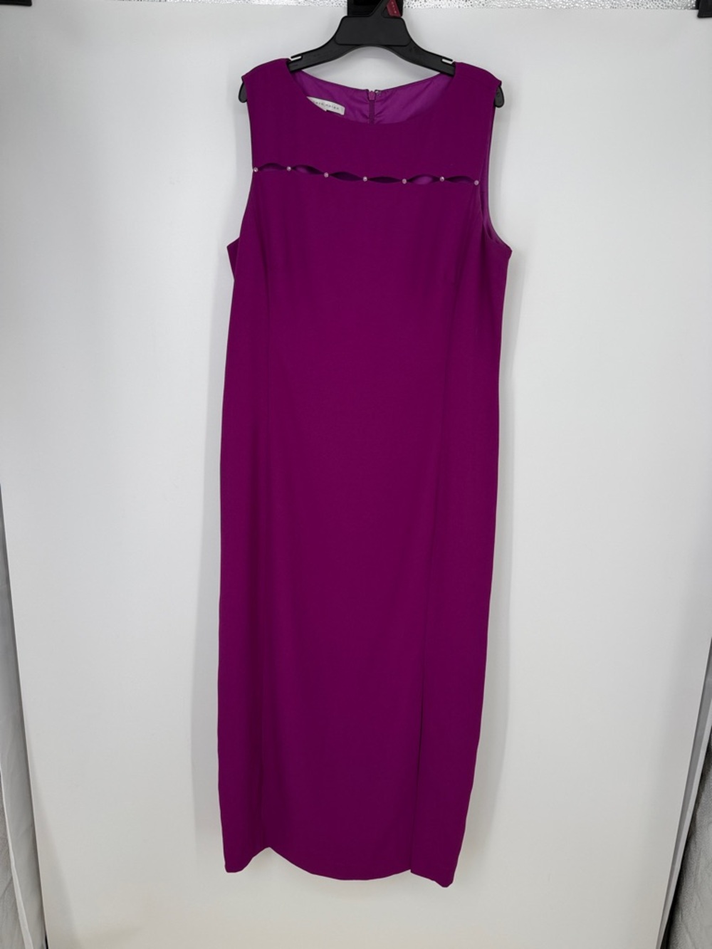 Kenneth Nolan Sleeveless Purple Shift Dress with crystal bead details size 16
